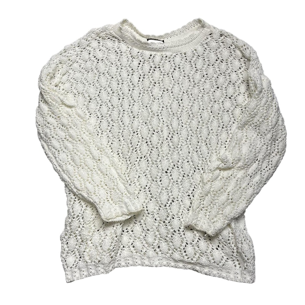 Pour Plus le Chic Vintage 100% Cotton Crochet Sweater Size XL Coastal Grandma